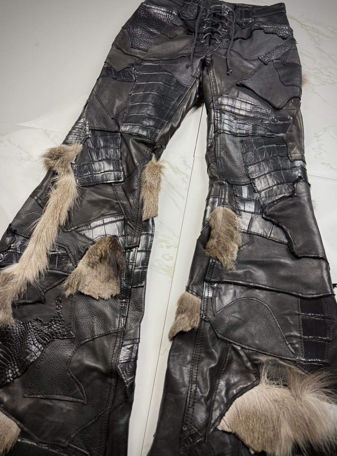 yasuyukiishii destroy leather pants DESTRUCTION LEATHER PANTS