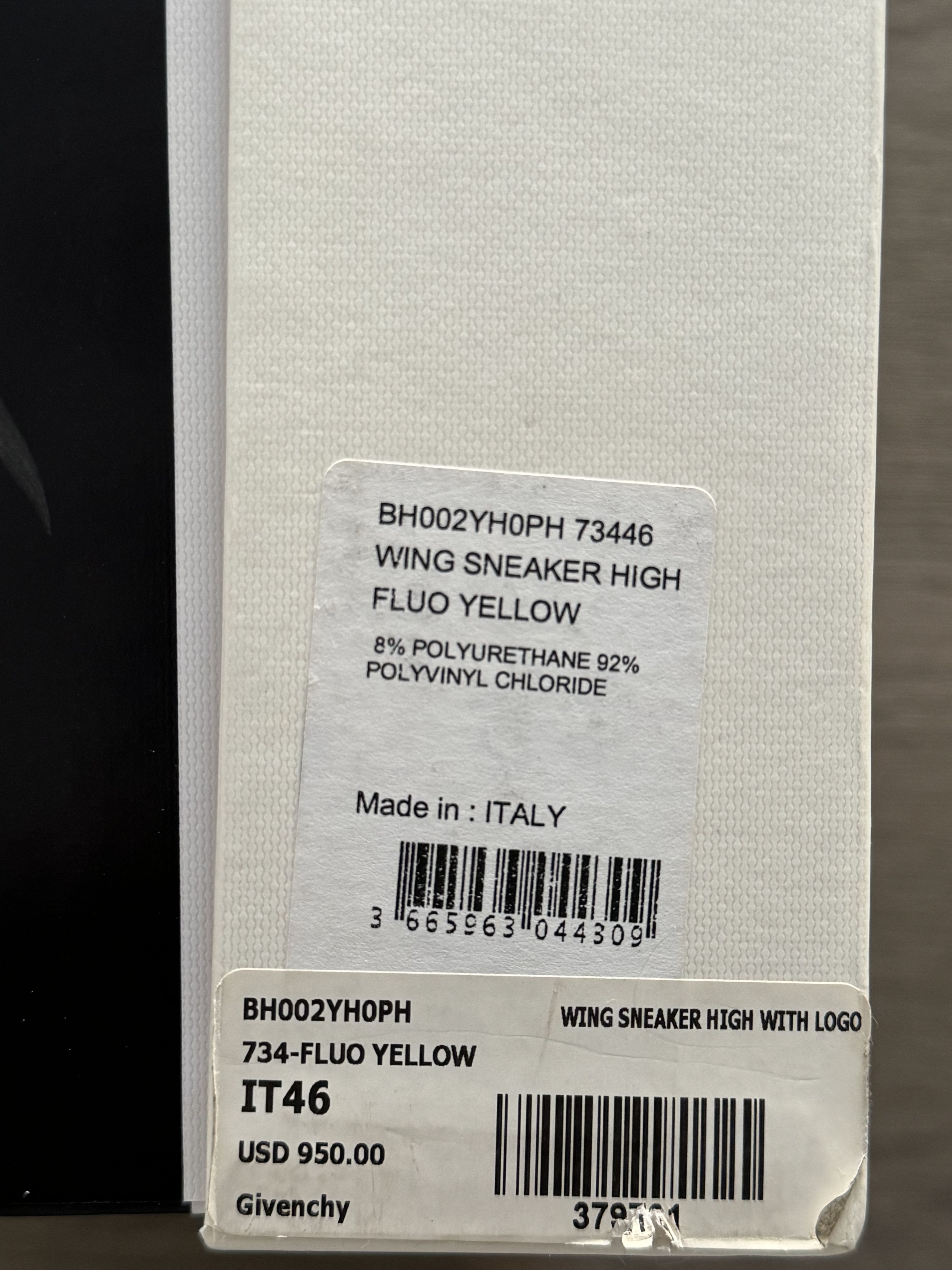 Givenchy WING SNEAKER HI-TOP FLUORESCENT YELLOW Size US 13 / EU 46 - 16 Thumbnail