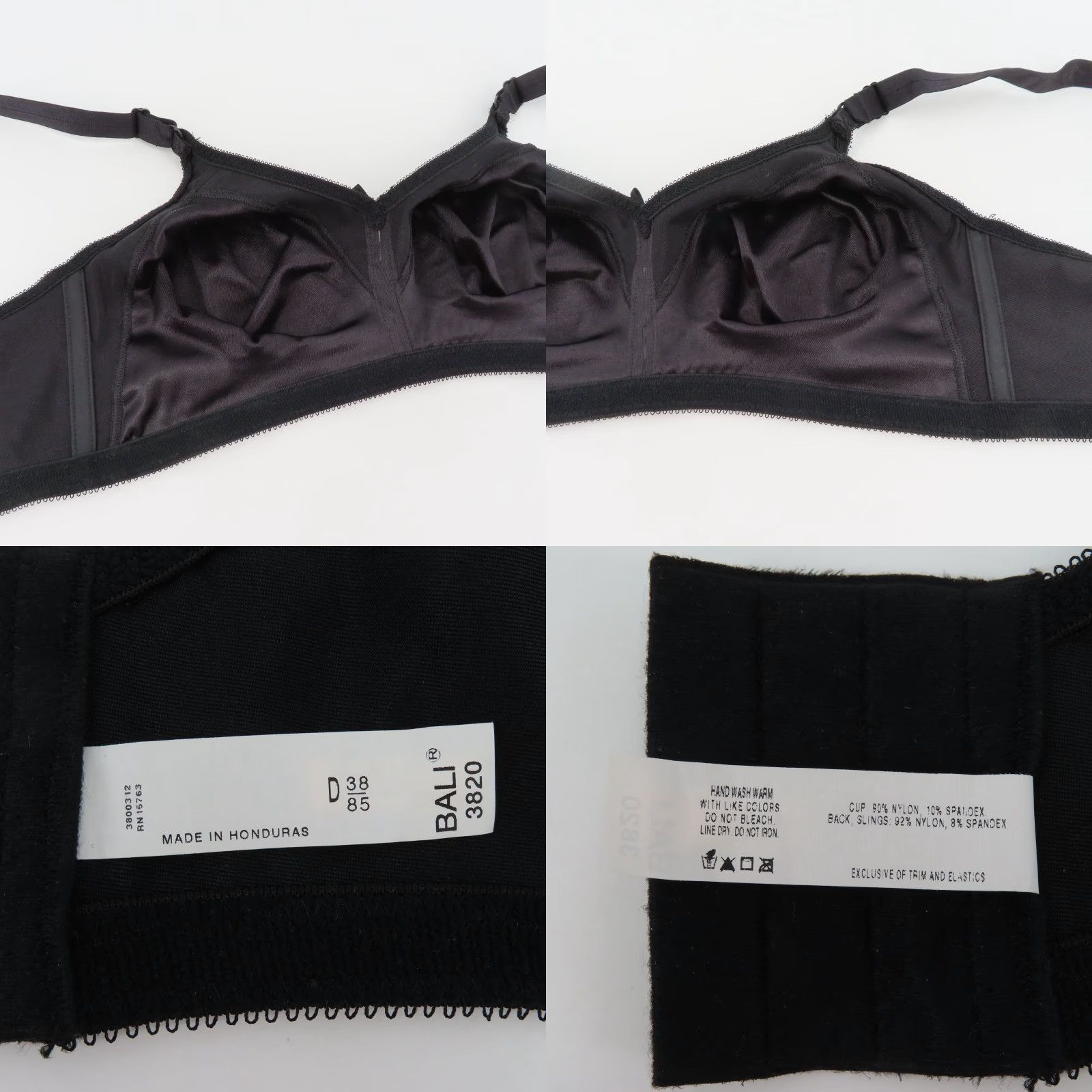 Vintage Bali Bra 38D Black Wireless Unlined Double Support 3820 T-Shirt Style Women Size ONE SIZE - 8 Thumbnail