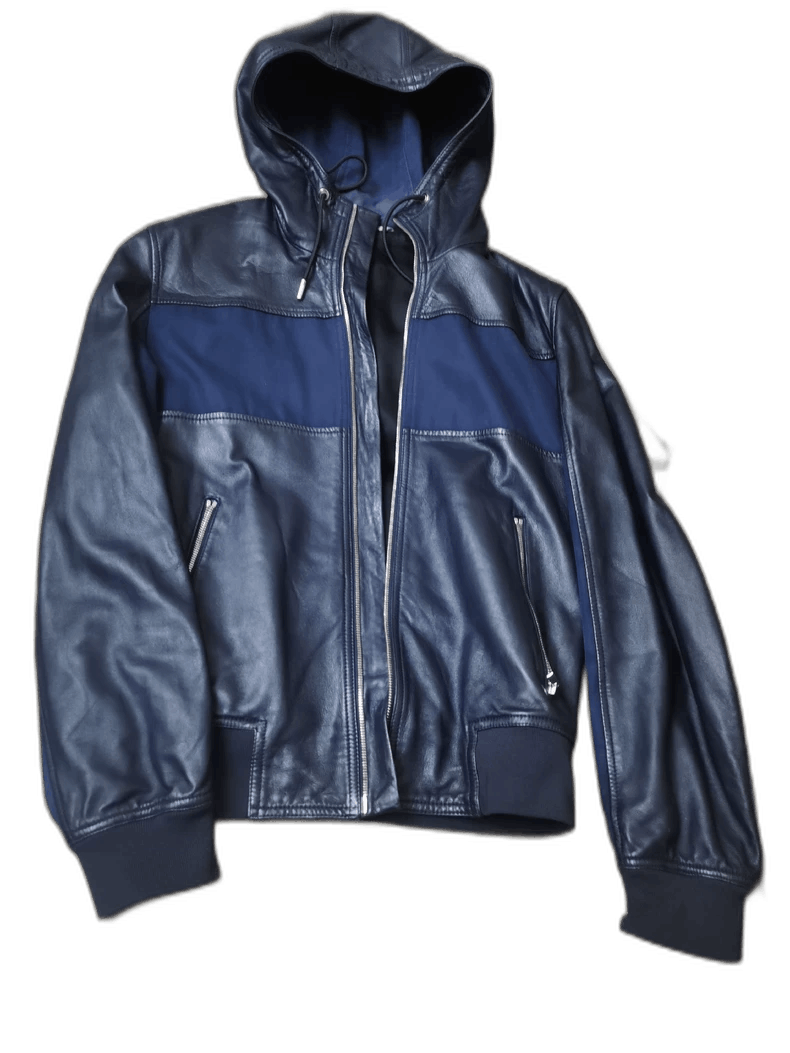 Dior Dior Homme Blue Leather Jacket with Hood Size US XL / EU 56 / 4 - 1 Thumbnail