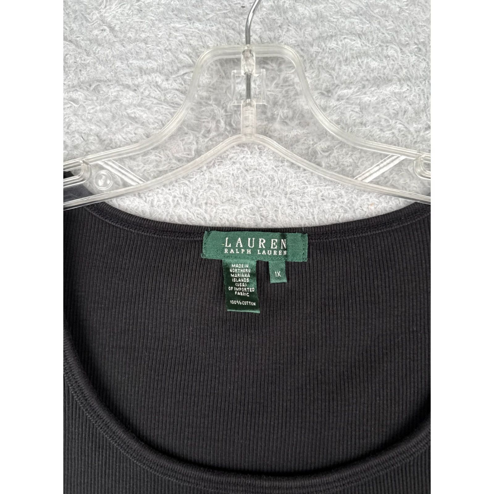 Ralph Lauren Lauren Ralph Lauren Black Tank Shirt Women 1X Floral Scoop Neck Cotton Size XL / US 12-14 / IT 48-50 - 6 Thumbnail