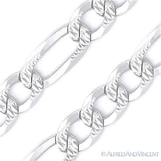 Other 5mm Figaro / Figaroa Link D-Cut Pave Italian Chain Bracelet Size ONE SIZE - 2 Thumbnail