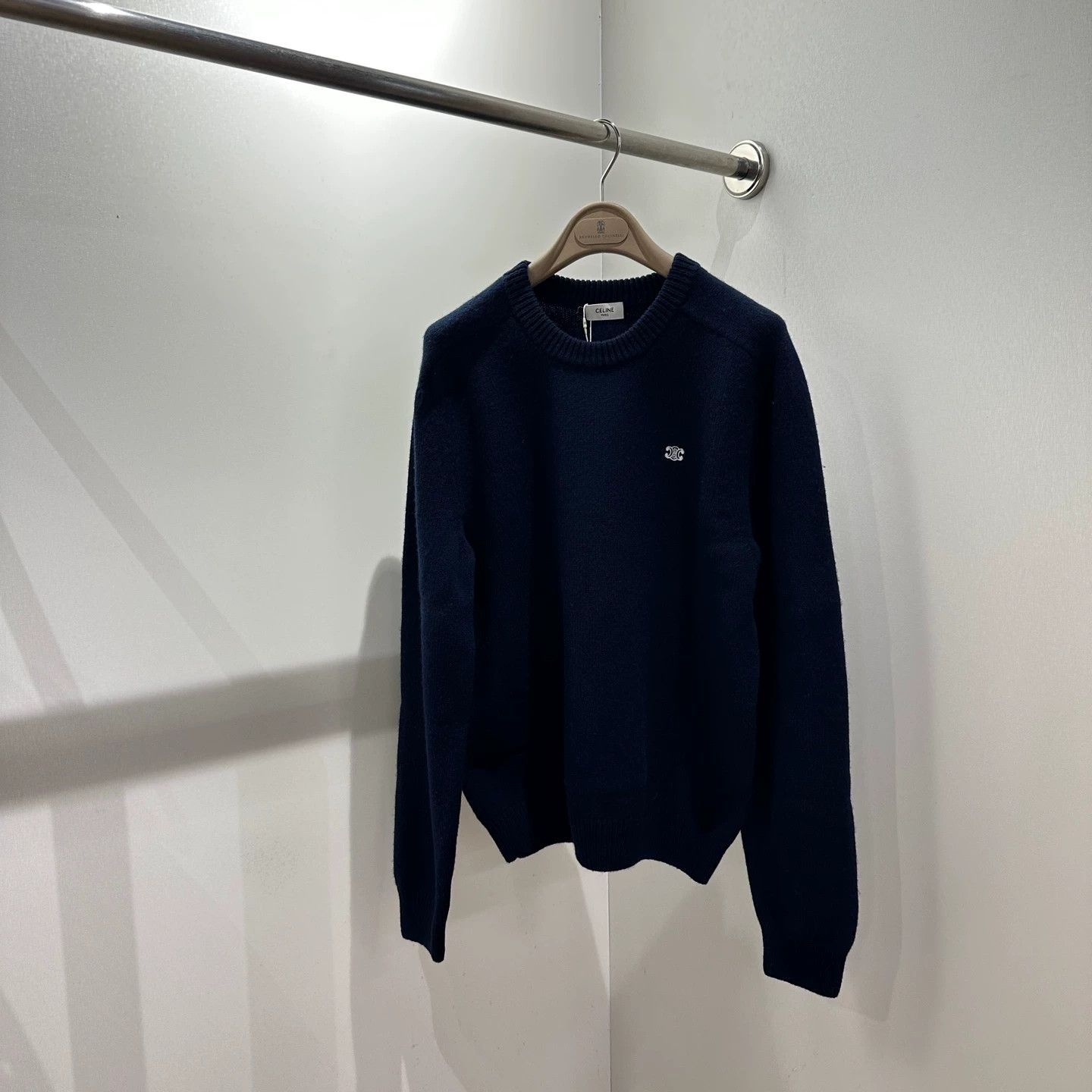 Celine Celine may542 Triomphe Embroidered Wool Sweater L Size L / US 10 / IT 46 - 1 Thumbnail