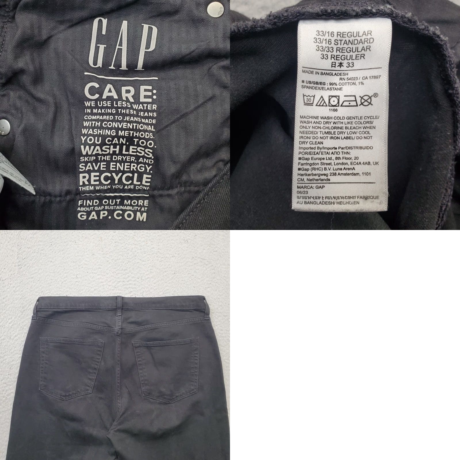 Gap Gap Womens 16 Black Straight Jeans Denim Stretch High-Rise 90s Vintage Boho 5-Pocket Regular Size 16 Size 38" / US 16 / IT 52 - 8 Thumbnail