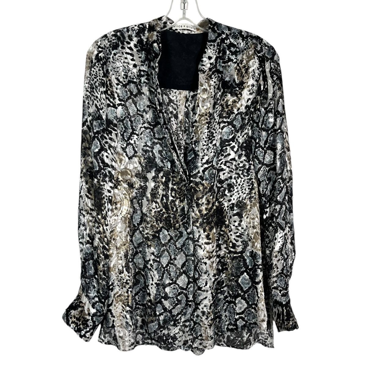 Alice + Olivia Silk Velvet Burnout Animal Print Blouse