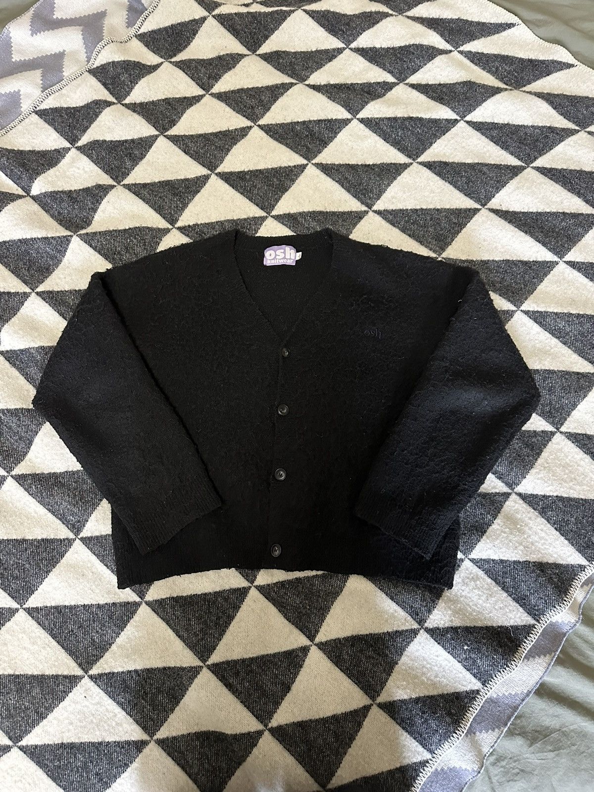image of Osh Fc Black Mohair Cardigan, Men's (Size Large)