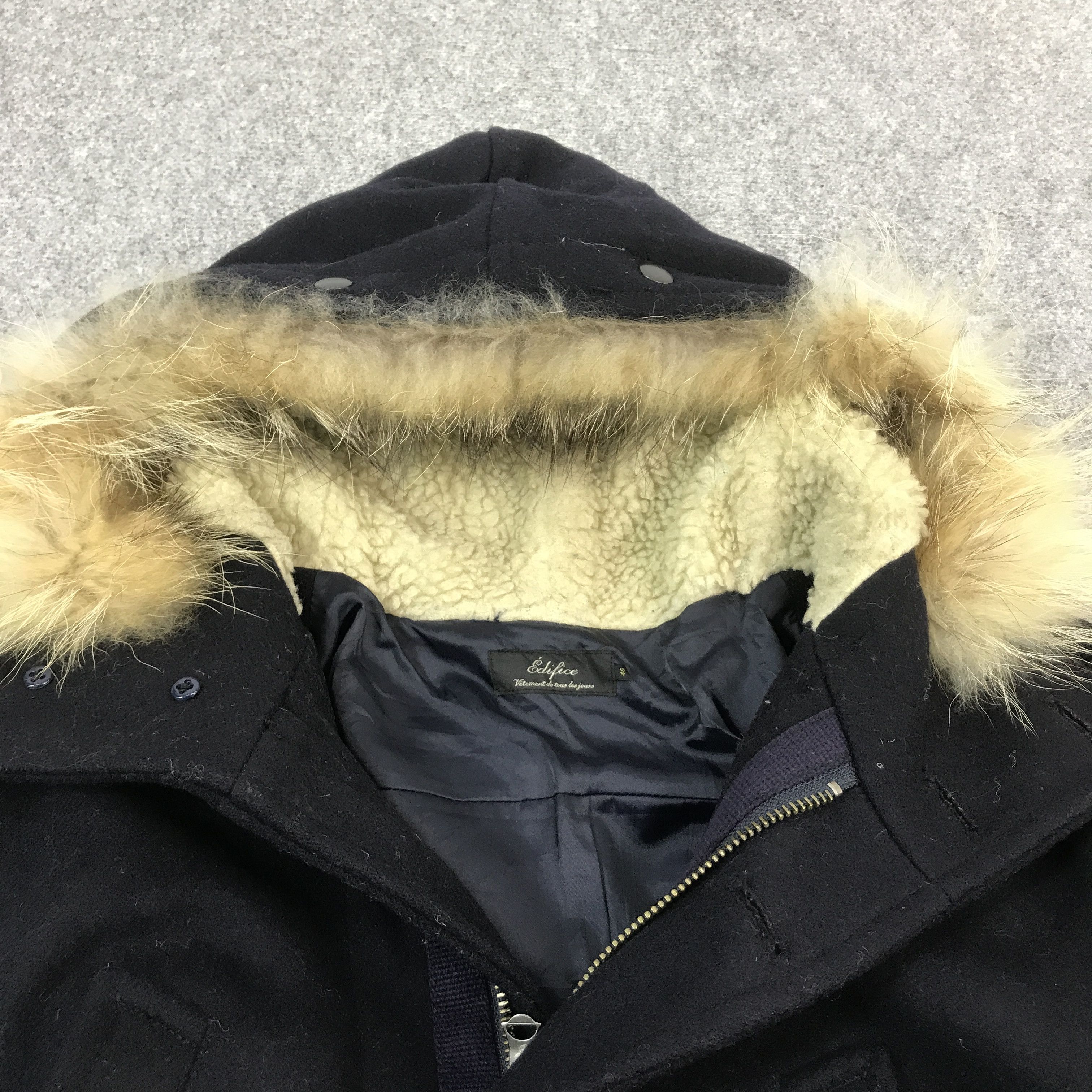 Edifice Japan EDIFICE JAPAN WOOL BLACK JACKET FUR HOODIES Size US L / EU 52-54 / 3 - 7 Thumbnail