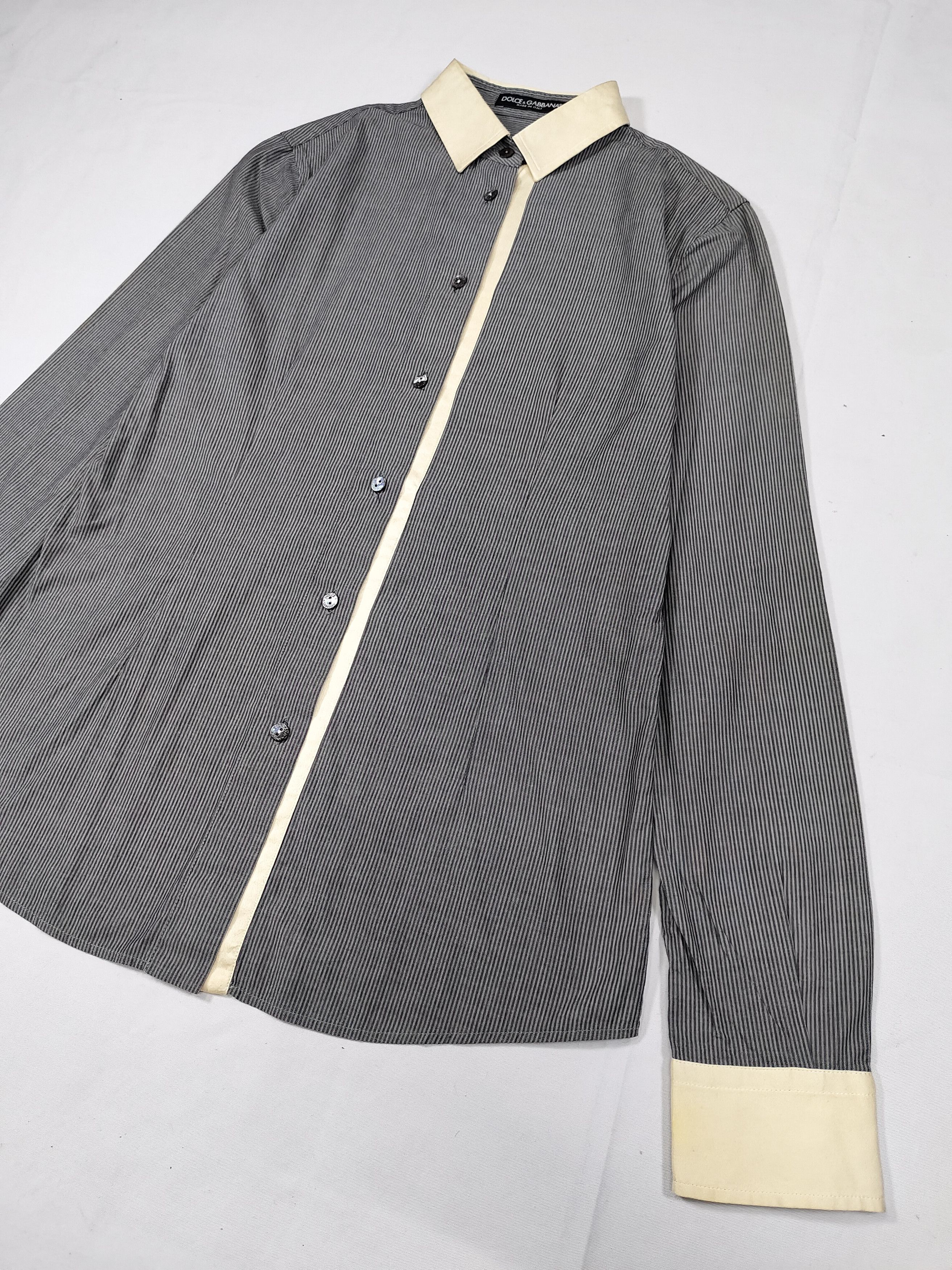 Dolce & Gabbana Dolce & Gabbana - Tailoring Pinstripe Contras Panel Shirt Size M / US 6-8 / IT 42-44 - 5 Thumbnail