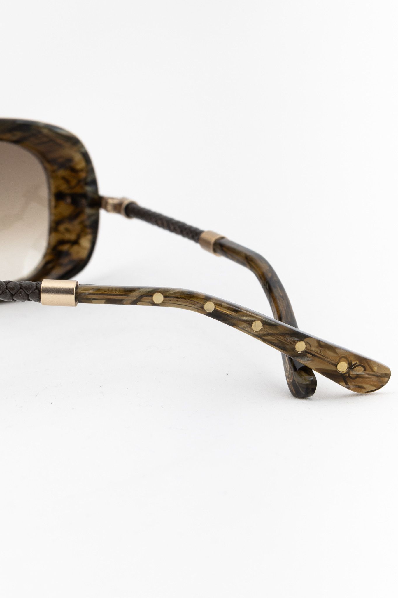 Bottega Veneta Bottega Veneta BV 92/S Braided-Leather Rectangle Sunglasses Size ONE SIZE - 7 Thumbnail