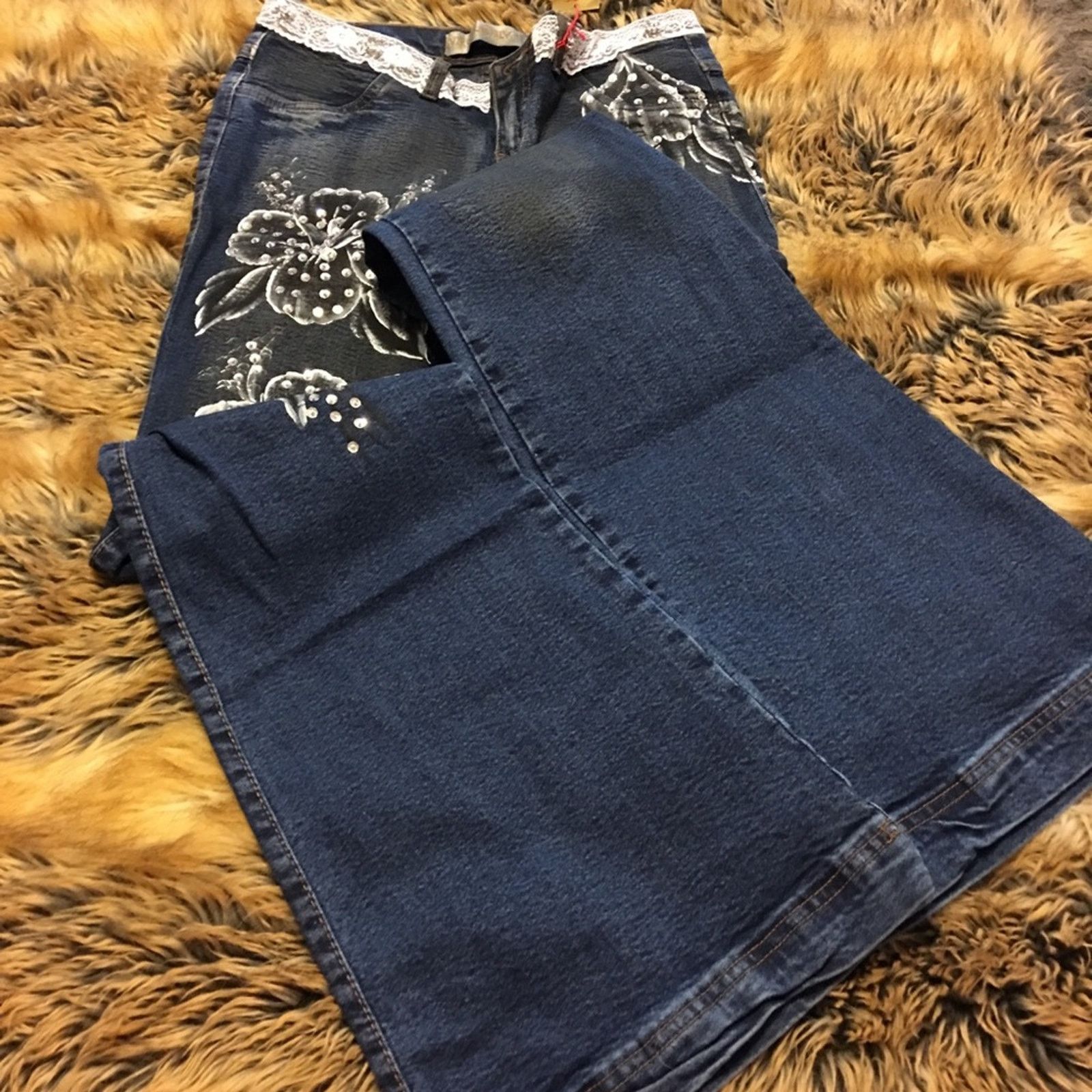 Other Virgin Only stretch print/sequin jeans NWT Size 34" / US 12 / IT 48 - 3 Thumbnail