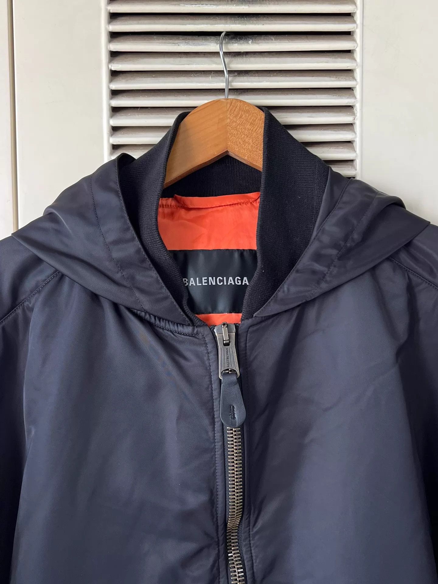Balenciaga Balenciaga Nylon Hooded Bomber Jacket Black/Orange Size 2 Size US M / EU 48-50 / 2 - 3 Thumbnail