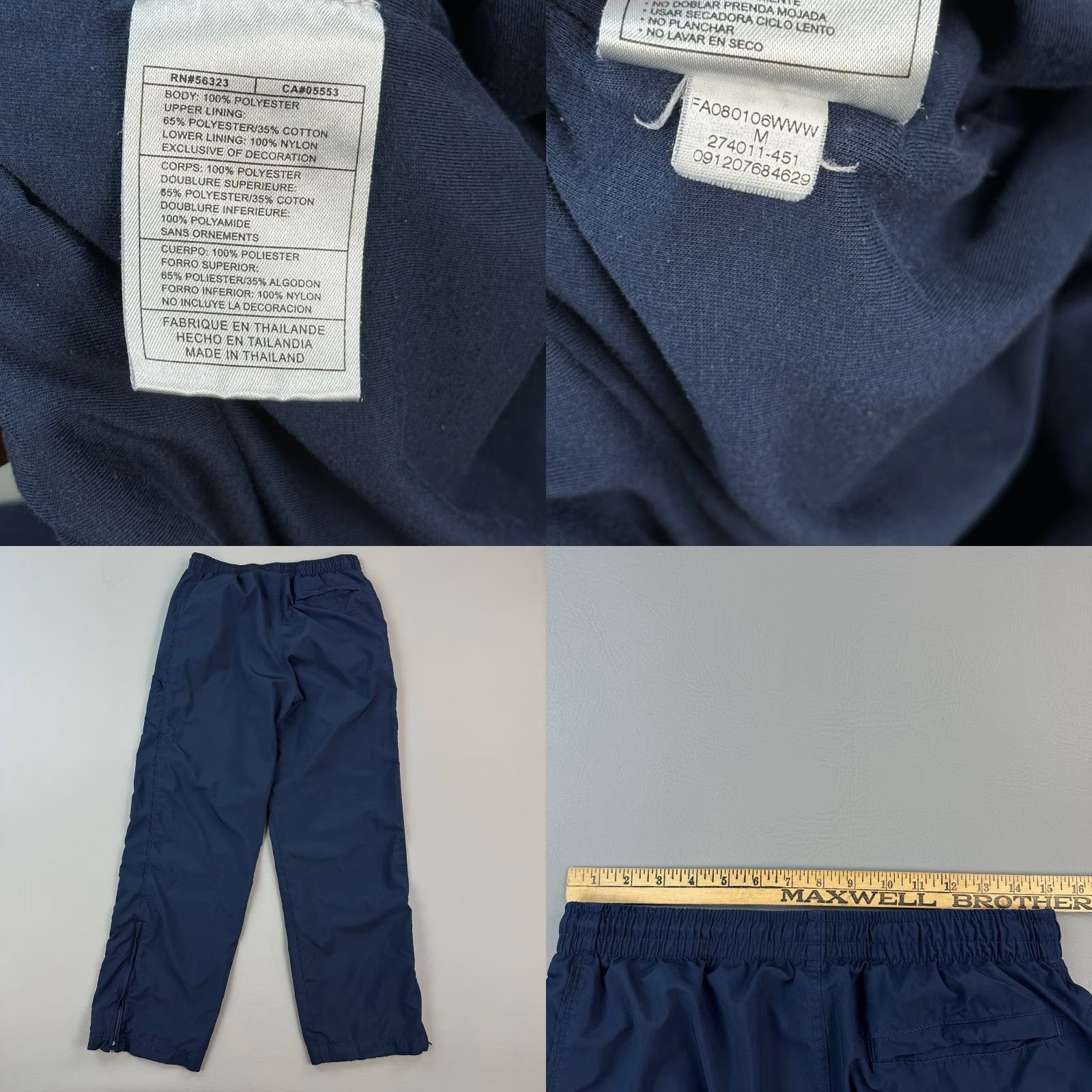 Nike VINTAGE Nike Sportswear Track Pants Mens M Navy Blue Fleece Lined Ankle Zip Y2K Pants Regular Mens Size US 31 - 9 Thumbnail