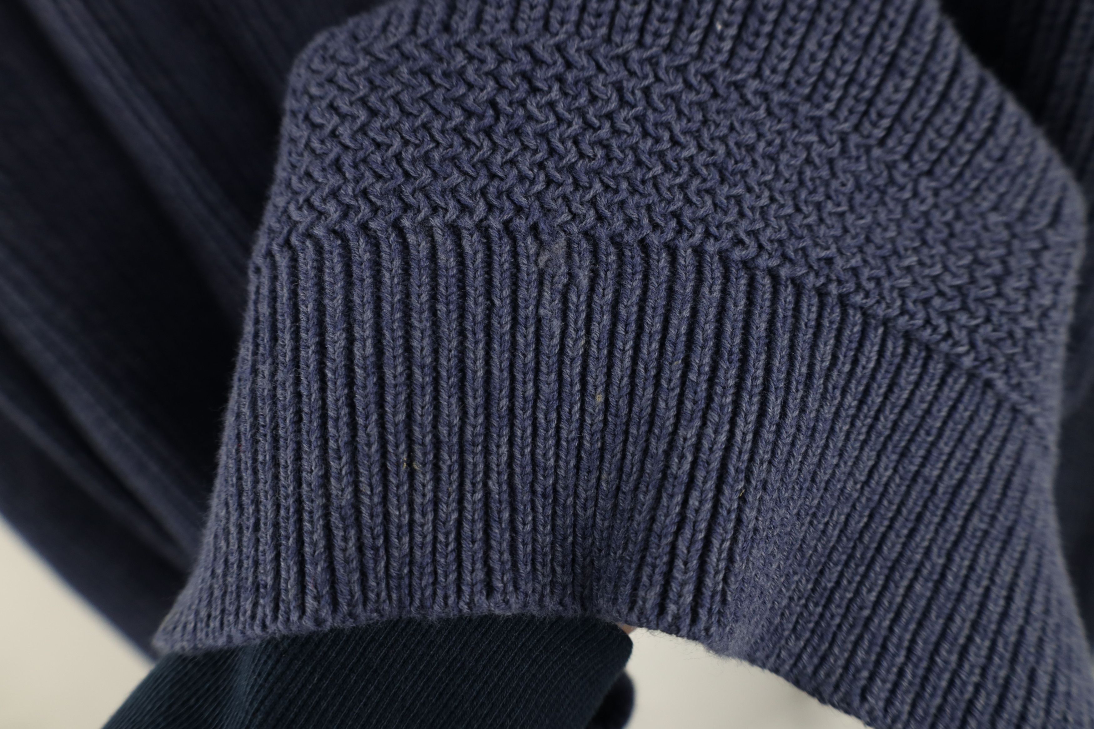 Cabelas × Vintage Vintage Cabelas Blank Cotton Ribbed Knit Henley Sweater Blue Size US L / EU 52-54 / 3 - 10 Thumbnail
