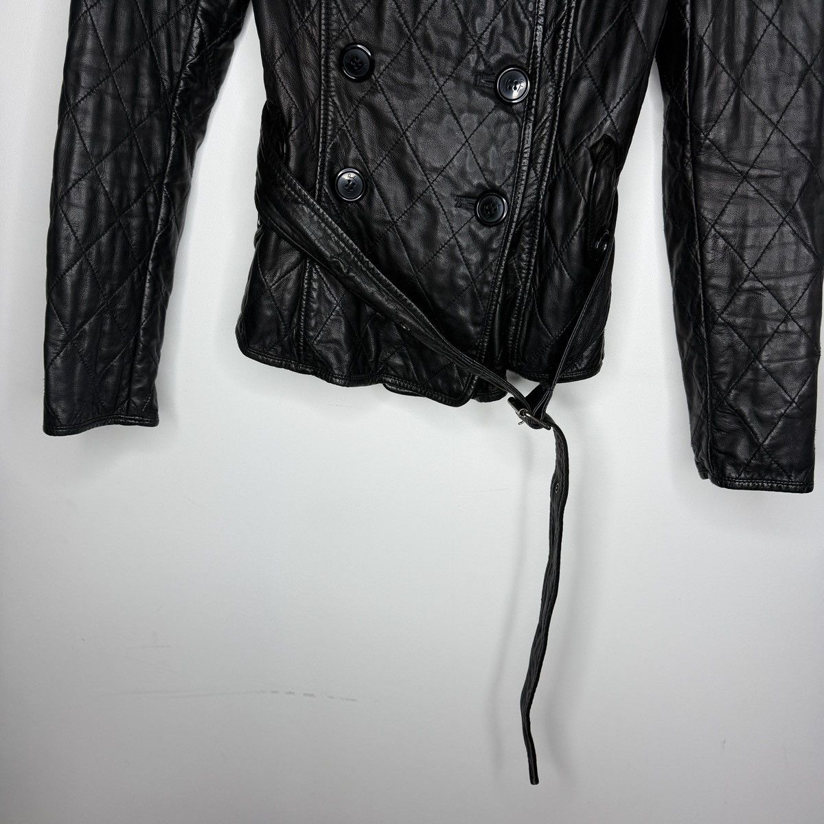 Burberry Burberry Leather Jacket Coat Quilted Belted Double Breasted Size M / US 6-8 / IT 42-44 - 4 Thumbnail