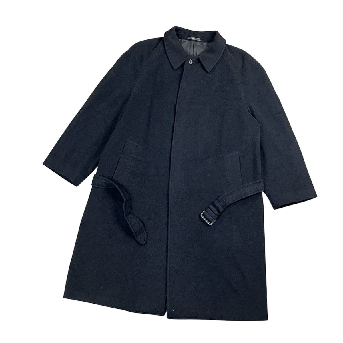Valentino VALENTINO Men's Black Wool Cashmere Belted Overcoat Coat Size US XXL / EU 58 / 5 - 2 Thumbnail