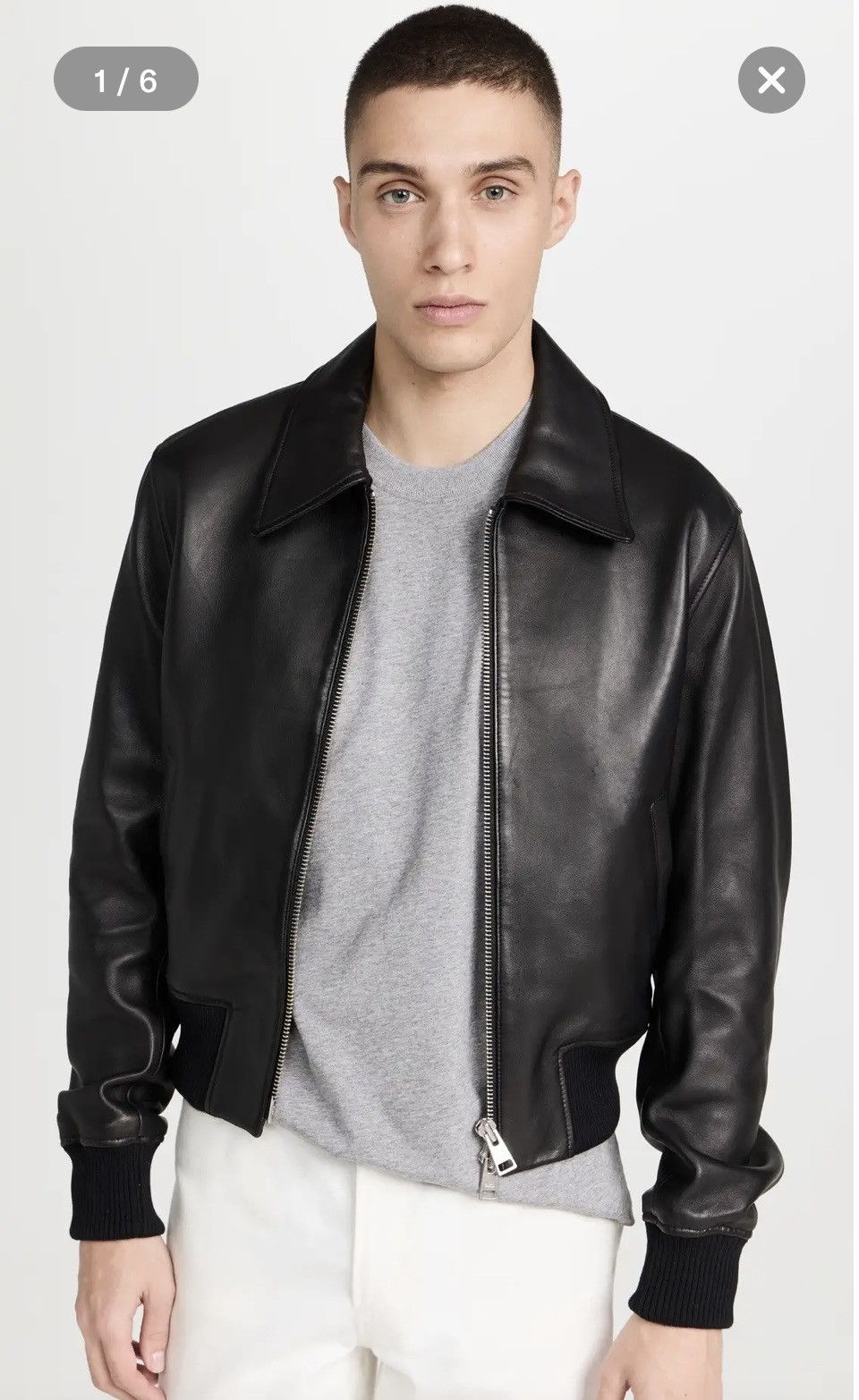 image of Ami Paris - Black Zipped Leather Jacket (New With Tags!), Men's (Size XL)
