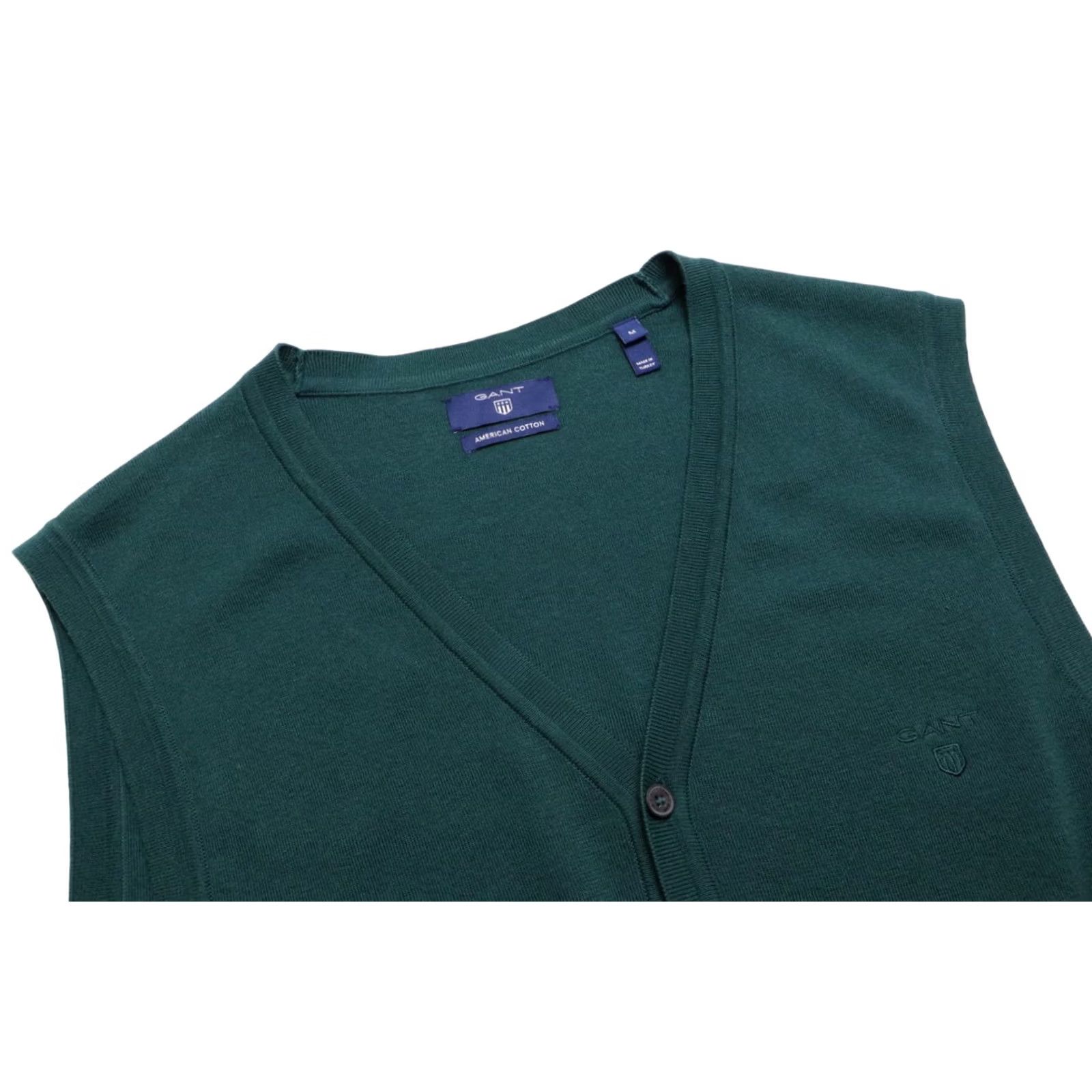 Gant GANT American Cotton Waistcoat Mens MEDIUM Knitted V Neck Stretchy Button Green Waistcoat Size US M / EU 48-50 / 2 - 4 Thumbnail