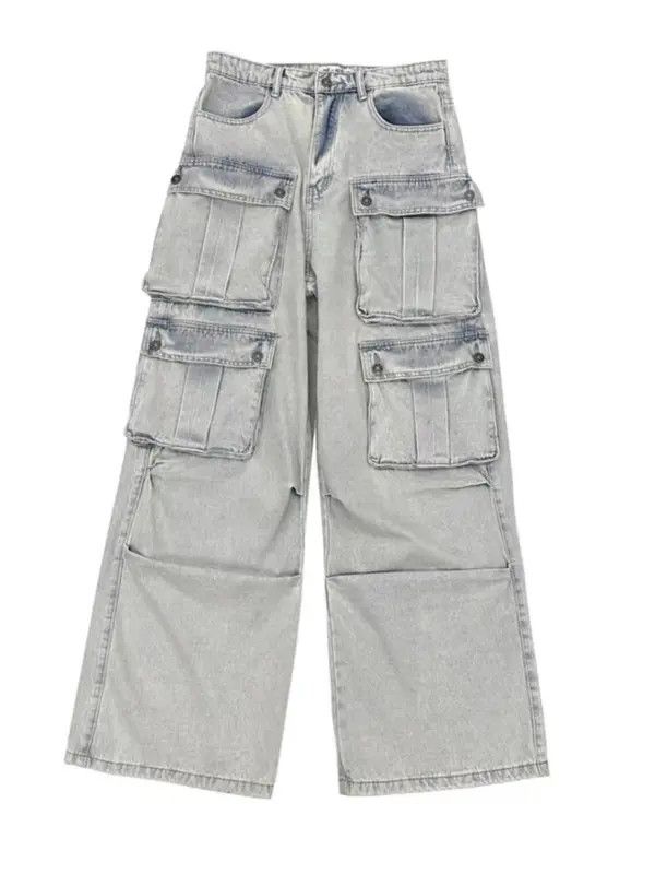 Japanese Brand VIBE Retro multi-pocket workwear wide-leg floor-length jeans Size US 30 / EU 46 - 8 Thumbnail
