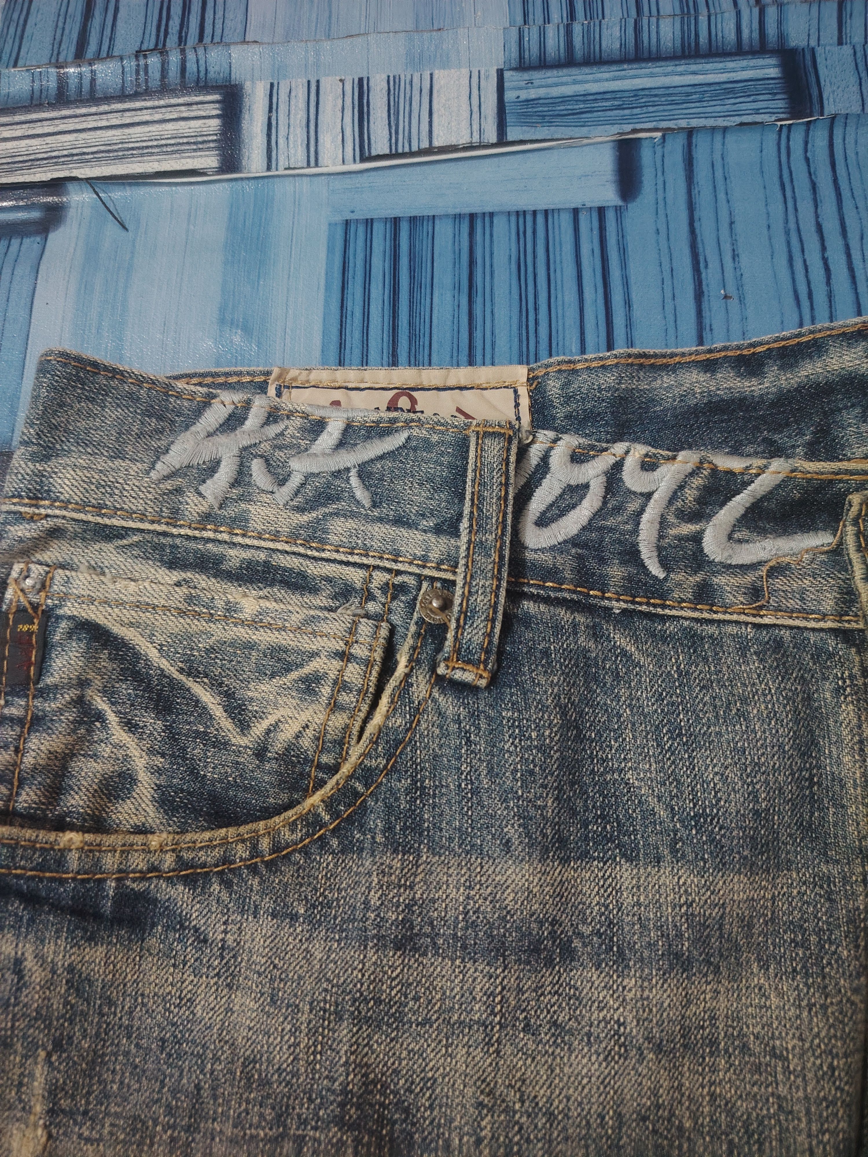 Abercrombie & Fitch Japanese A&F Baggy Flared Jeans Distressed Denim Size US 35 - 6 Thumbnail