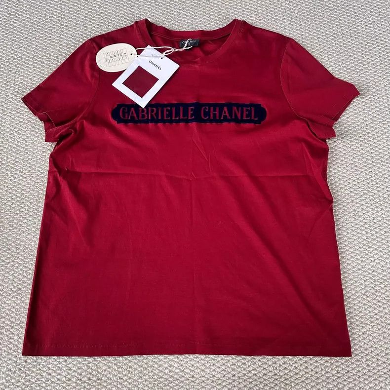 Chanel Solid color round neck plush letter short sleeves 25