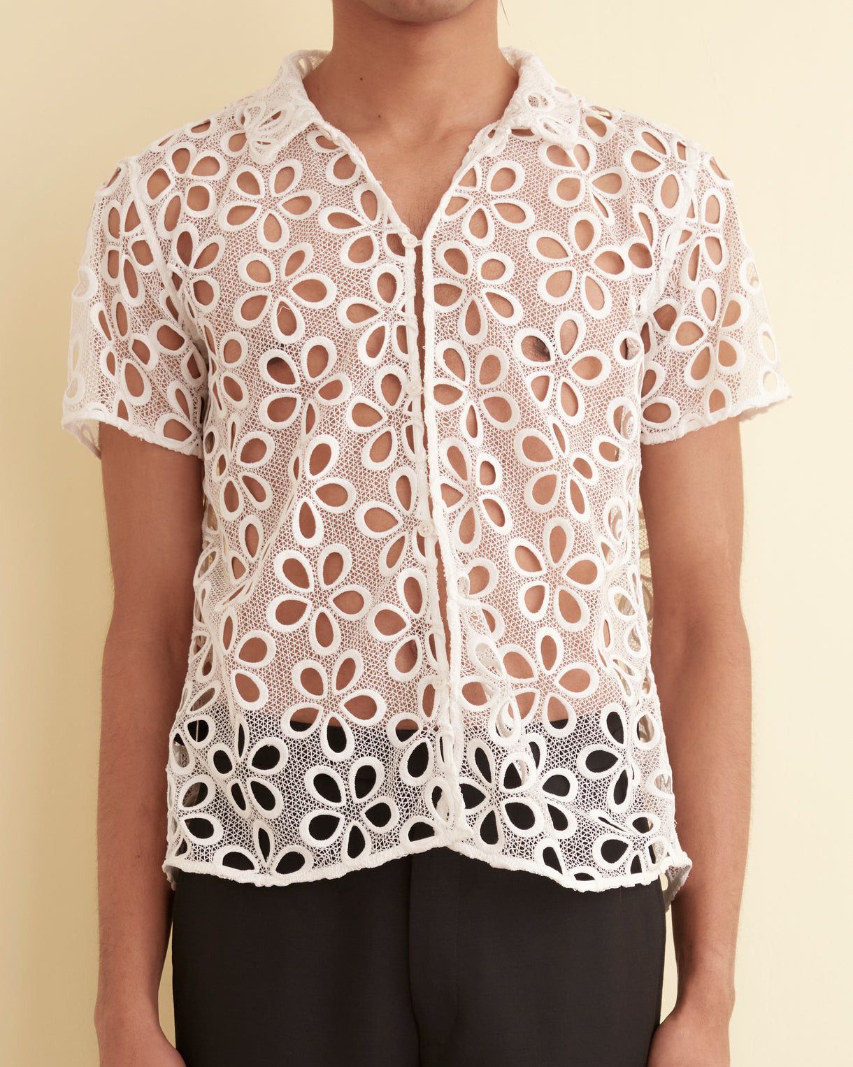 Bode BNWT PRIMROSE SUMMER DAISY FLORAL LACE BOWLING SHIRT Size US L / EU 52-54 / 3 - 9 Thumbnail