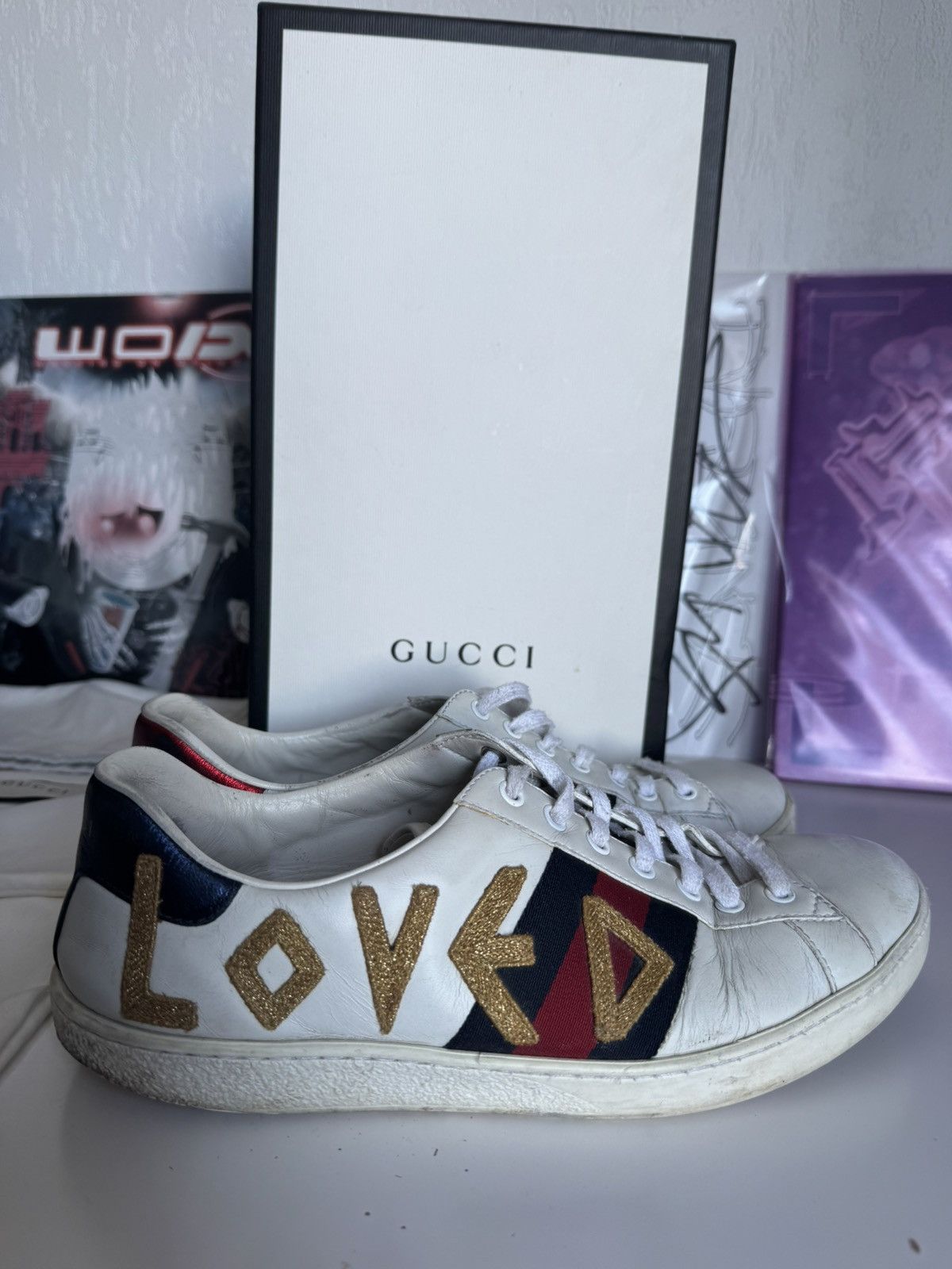 Gucci Gucci “Loved” Ace Embroidered Sneakers Luxury Designer Size US 8.5 / EU 41-42 - 5 Thumbnail