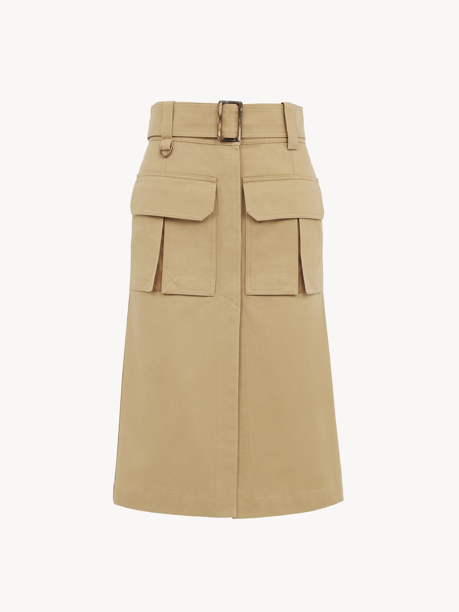 Chloe o1loc1c11025 Saharienne Midi Skirt in Past Kakhi Size 28" / US 6 / IT 42 - 1 Thumbnail