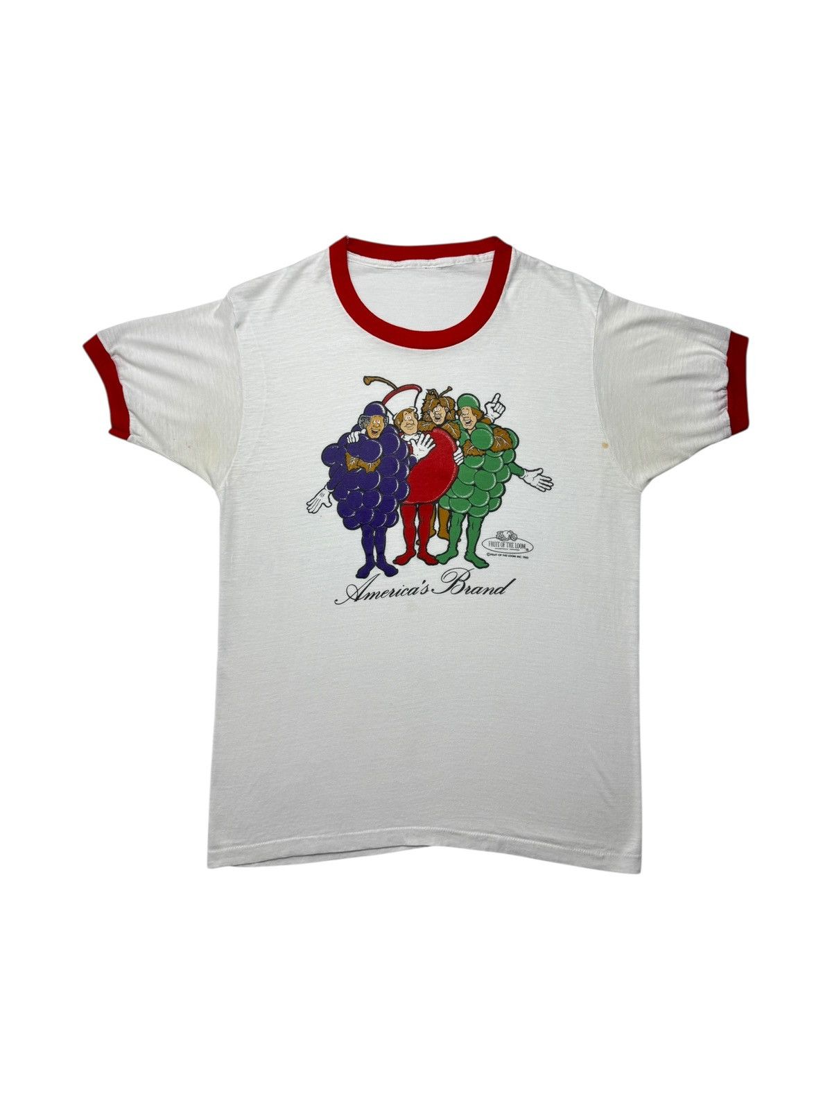 Vintage Vintage 1983 Fruit of the Loom Ringer Tee Shirt Size US L / EU 52-54 / 3 - 1 Thumbnail