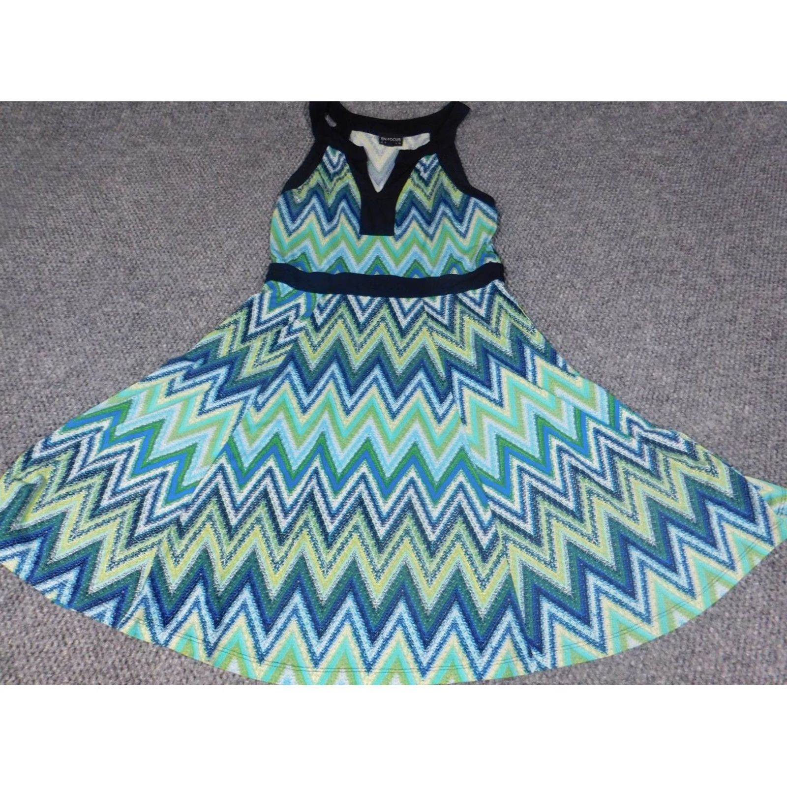 Vintage En Focus Studio Womens Dress A-Line Knee Length Green 5 Sleeveless Round Neck Polyester Rayon Stretch Raglan Sleeve Casual Business Size S / US 4 / IT 40 - 3 Thumbnail