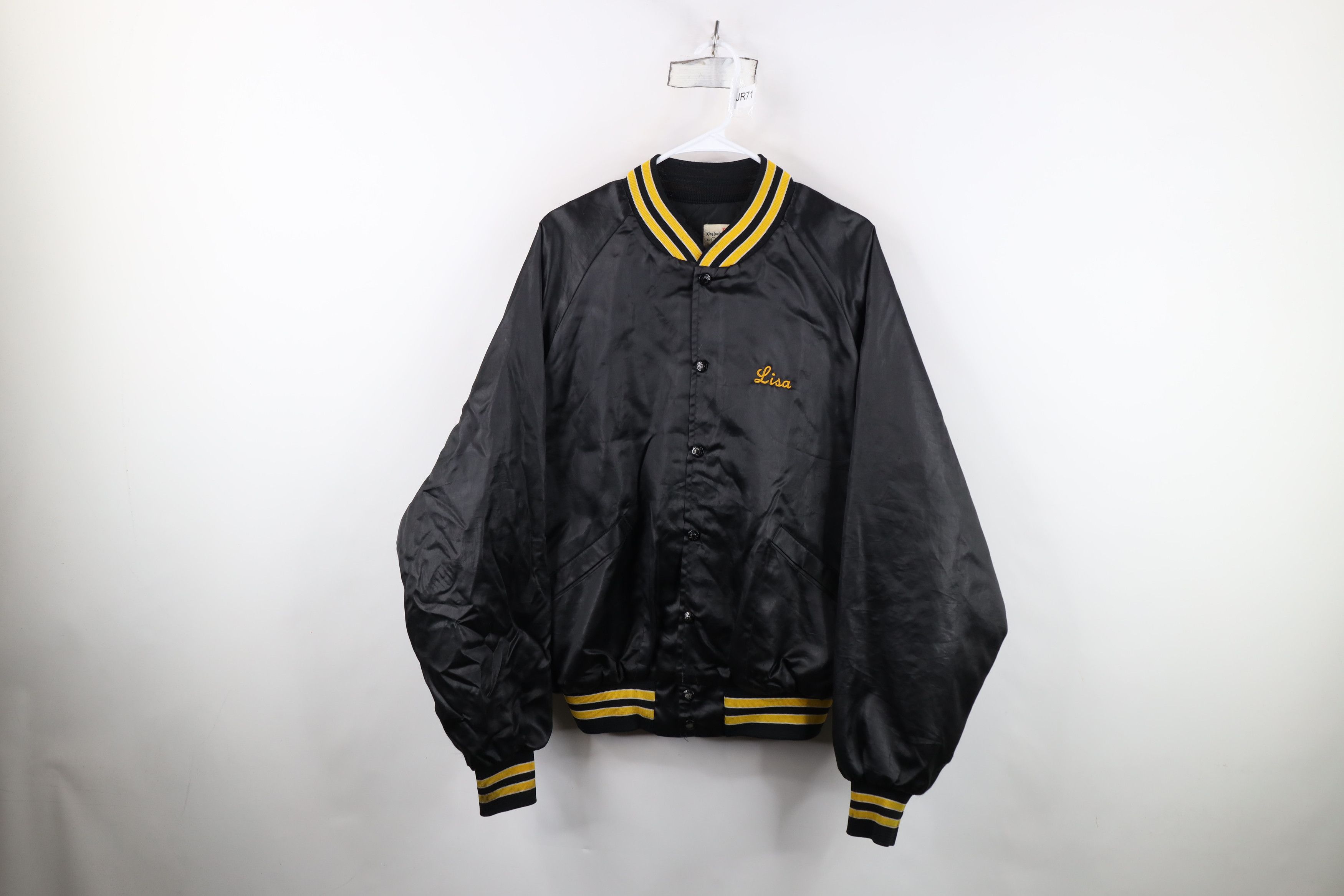 Vintage Vintage 80s American Tap Beer Satin Bomber Jacket Black USA Size L / US 10 / IT 46 - 1 Thumbnail