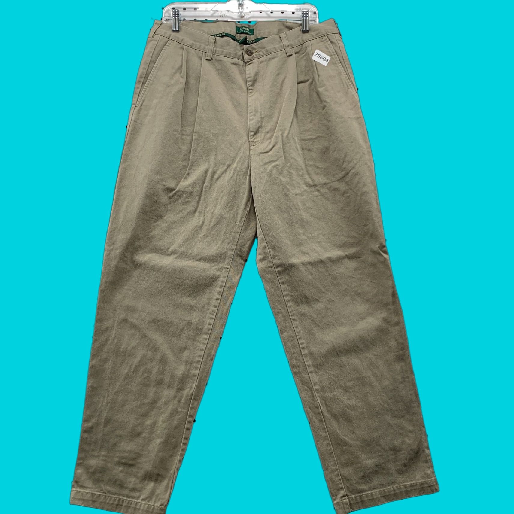 Ralph Lauren VINTAGE Lauren Ralph Lauren Pleated Chino Pants Mens 35x29.5 Beige Casual Size US 35 - 1 Thumbnail