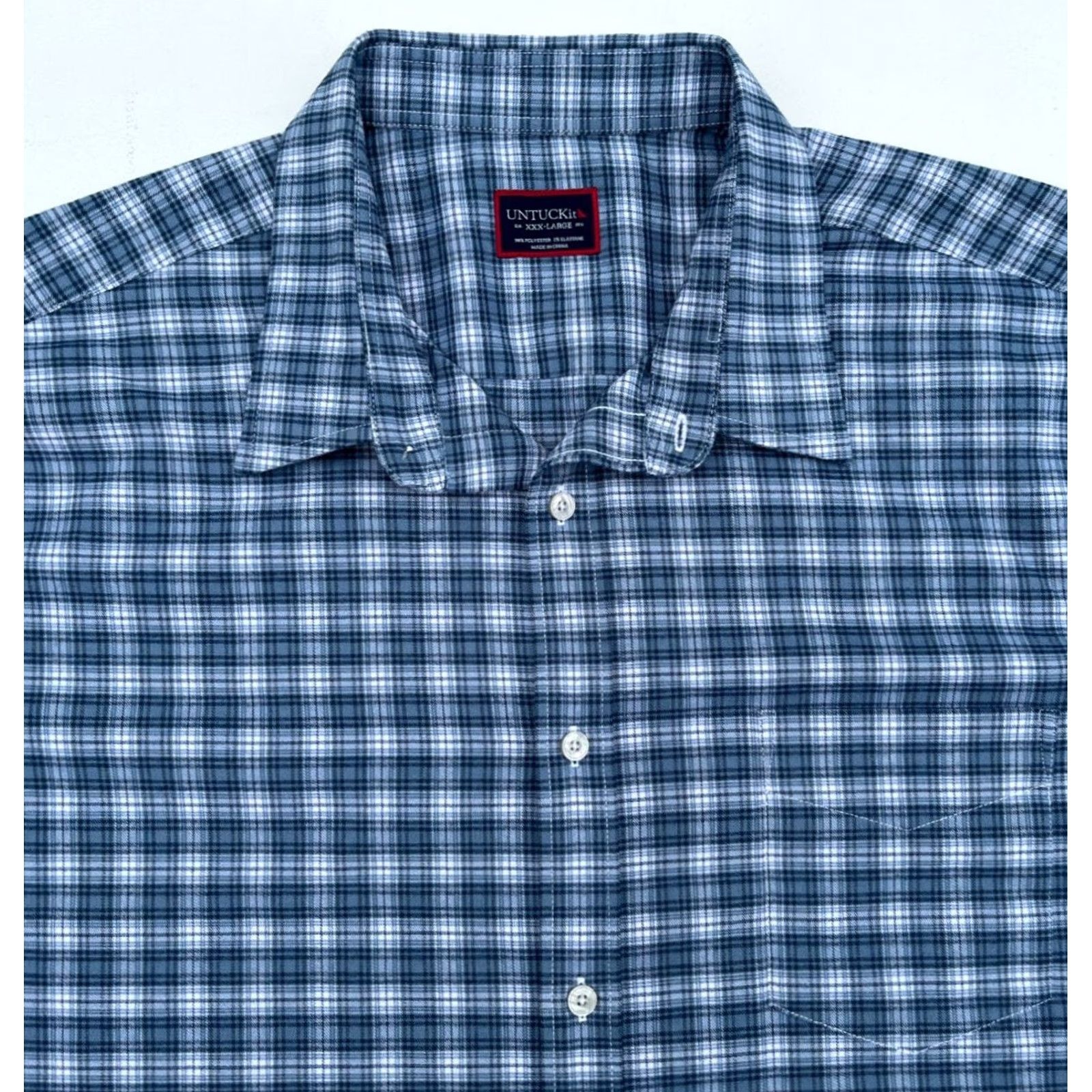 UNTUCKit UNTUCKit Dhais Button-Up Shirt Regular Fit 3XL Blue Plaid Long Sleeve Collared Shirt Mens Size US XXL / EU 58 / 5 - 3 Thumbnail