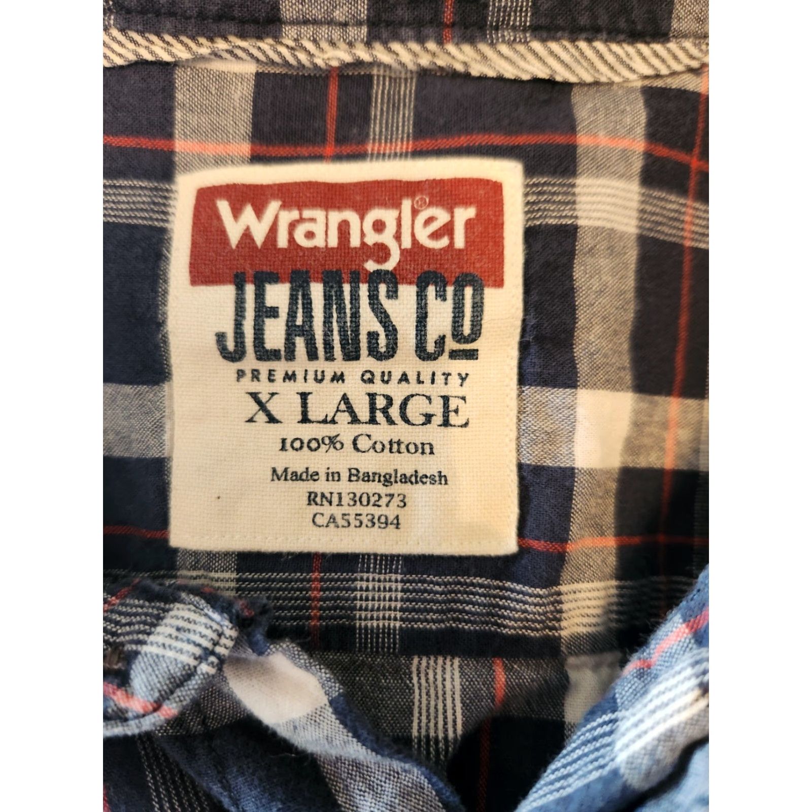 Wrangler Wrangler Jeans Co Long Sleeve Button-Down Shirt Plaid Blue Red XL Mens Size US XL / EU 56 / 4 - 5 Thumbnail