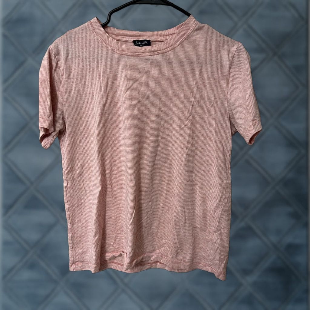 Splendid SPLENDID WOMEN’S CAP SLEEVE CREW NECK T-SHIRT STRIPE Pink White SMALL S Size S / US 4 / IT 40 - 1 Thumbnail