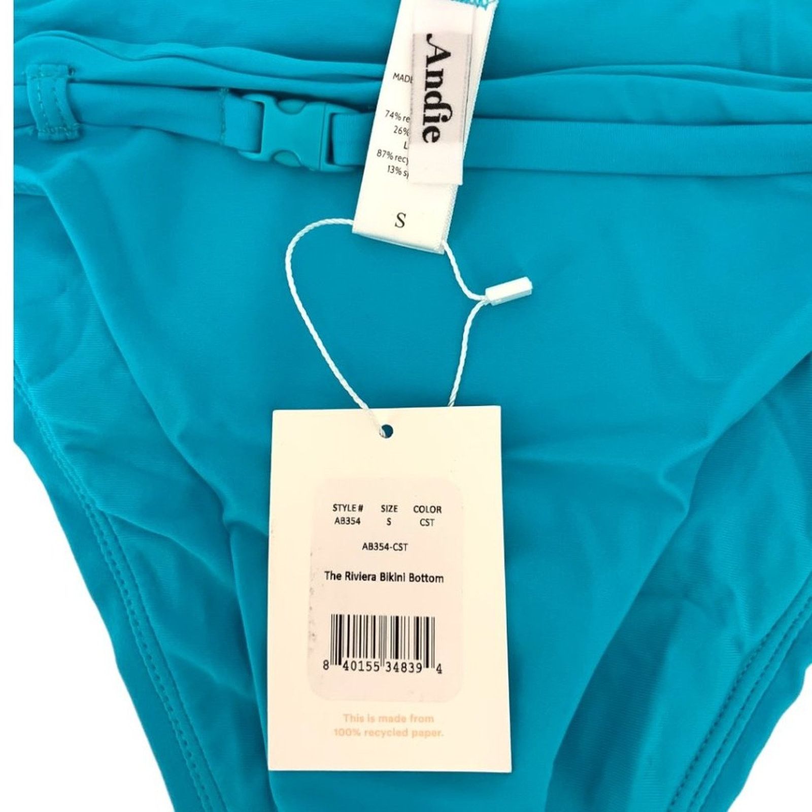 Other Andie Riviera Belted Bikini Bottom Blue Small NWT $52 Size ONE SIZE - 4 Thumbnail