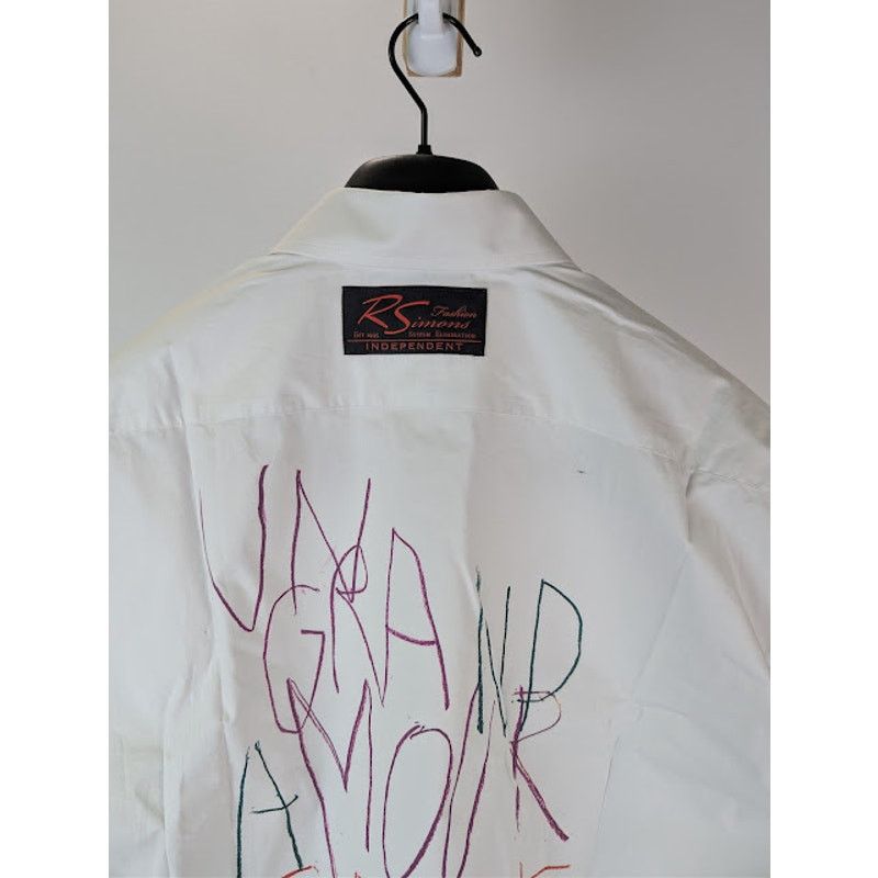 Raf Simons o1rshd1 Long Sleeve Cotton Print Back Button Up Shirt White Size US L / EU 52-54 / 3 - 15 Thumbnail