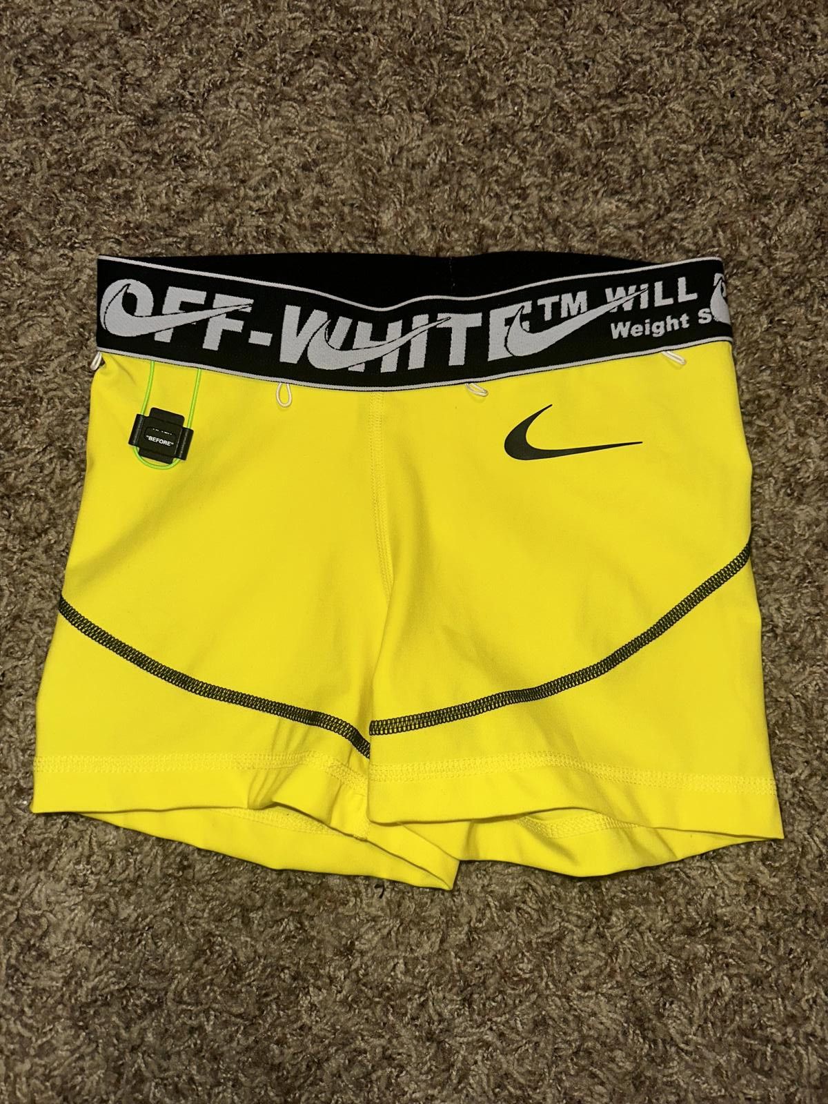 Nike OFF-WHITE x Nike Women's Training Shorts Opti Yellow Size 25" / US 0 / IT 36 - 1 Thumbnail