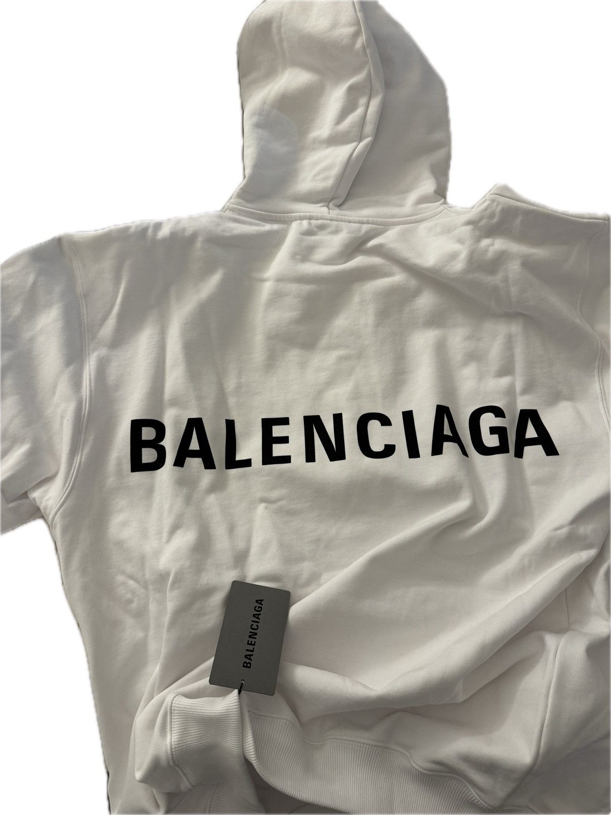 image of Balenciaga Back Logo Hoodie - White, Men's (Size Small)