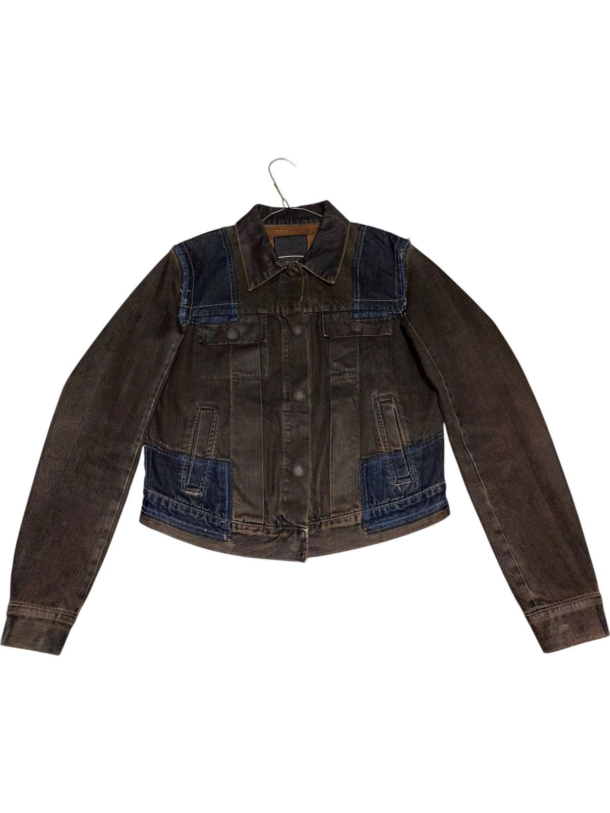 Rick Owens 01 Rick Owens SLAB Waxed Denim Trucker Jean Jacket Patchwork Size US S / EU 44-46 / 1 - 1 Thumbnail