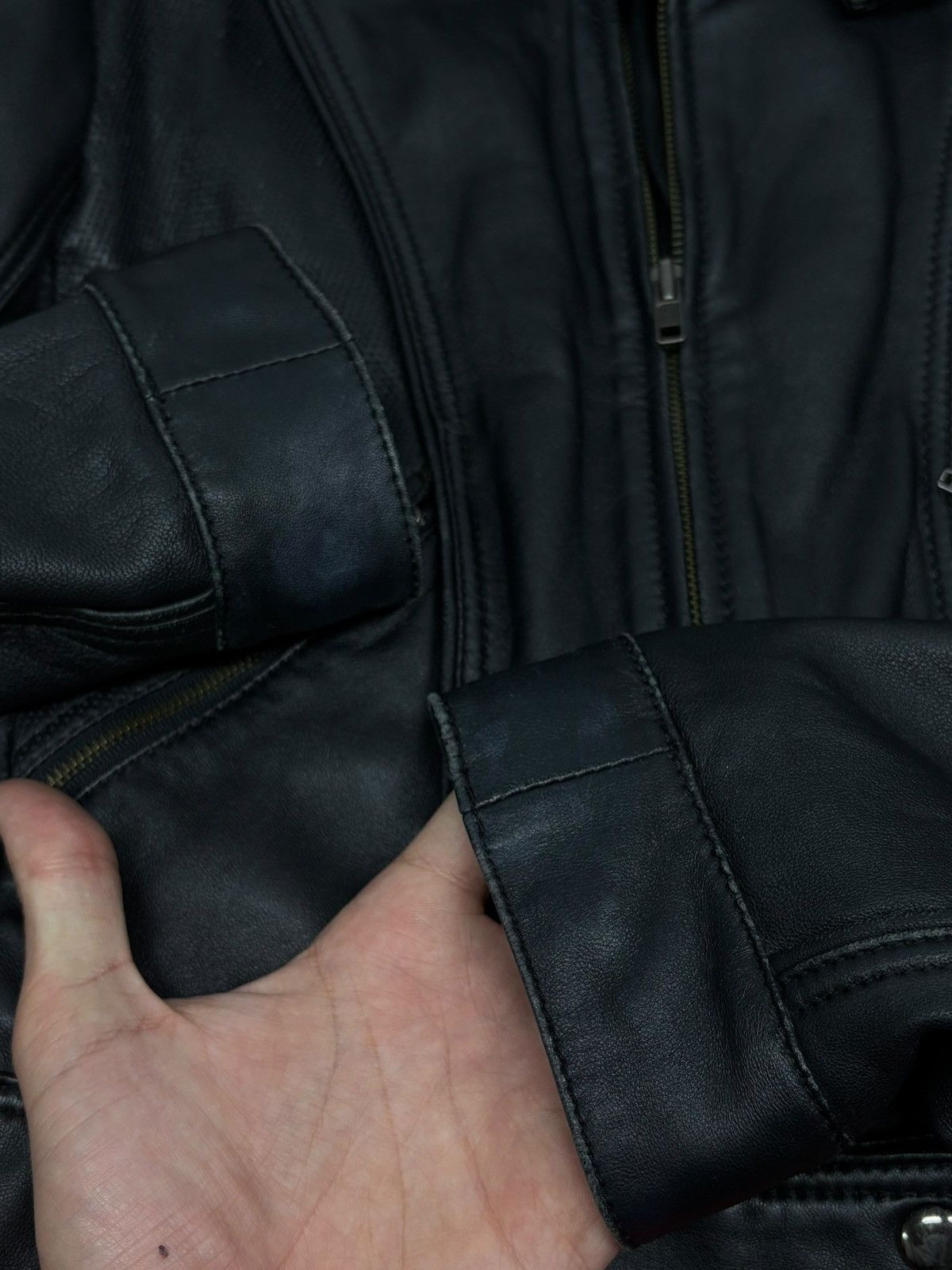 Bcbgmaxazria Bcbgmaxazria Black Leather Moto Jacket Rick Owens Biker Vibe Size M / US 6-8 / IT 42-44 - 25 Thumbnail