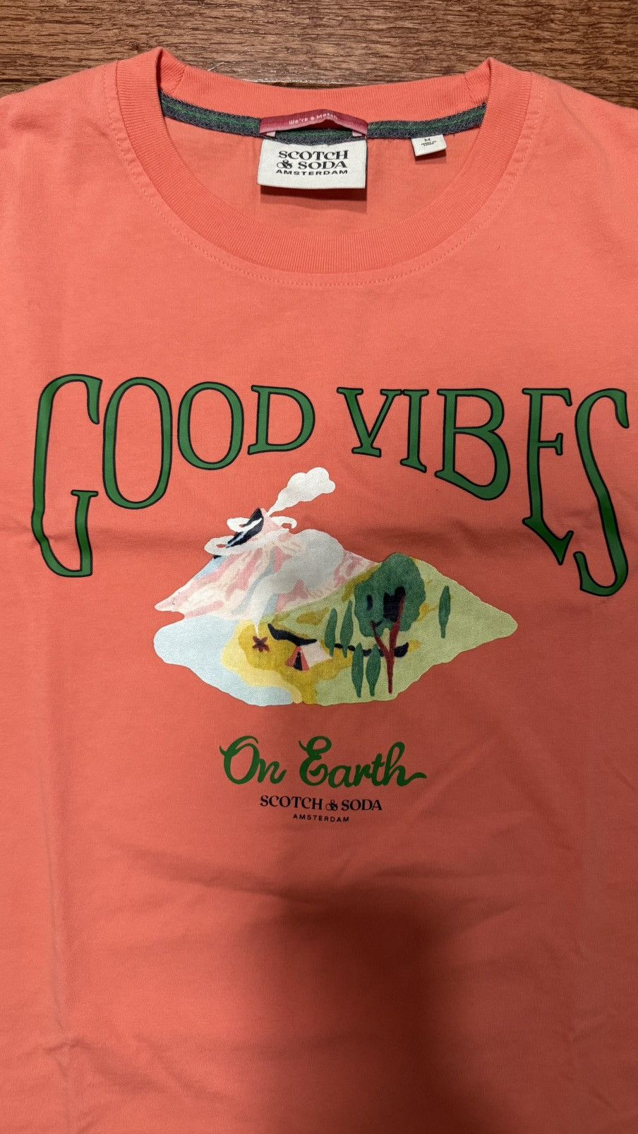 Scotch & Soda Scotch & Soda Coral 'Good Vibes' Graphic Tee - Medium Size US M / EU 48-50 / 2 - 2 Thumbnail
