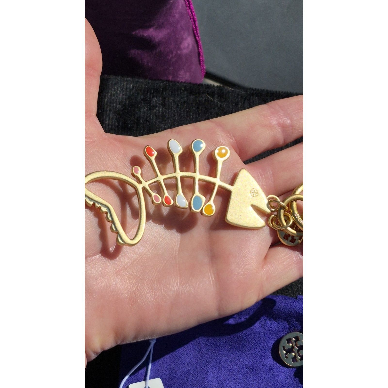 Tory Burch Tory Burch Roxanne Logo Fish Bone Charm Keychain Size ONE SIZE - 9 Thumbnail