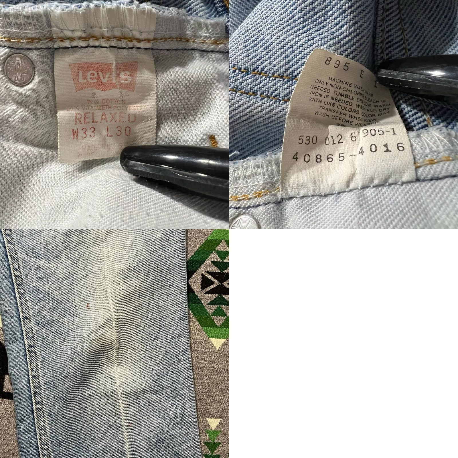 VINTAGE Levis 530 Jeans Silver Tab Mens 31x29 Light Wash USA A2