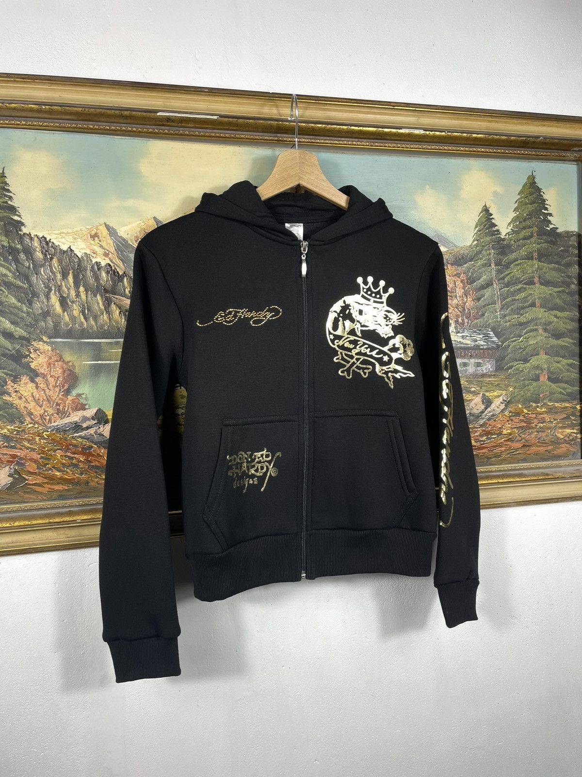 Christian Audigier × Ed Hardy × Vintage Ed Hardy Retro 00s Hoodie Sweatshirt Affliction Grunge Size S / US 4 / IT 40 - 4 Thumbnail