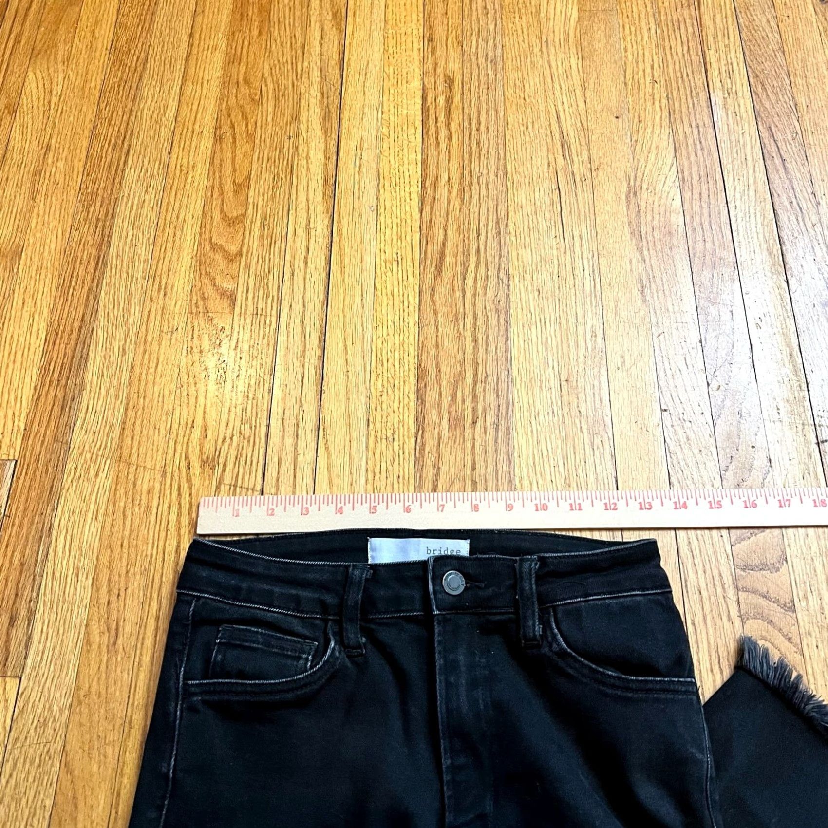 Vintage VINTAGE Bridge by Gly Jeans Women's 26 High Rise Wide Leg Black Pants Raw Hem Womens 26 Regular Black Wide-Leg Jeans 90s? Size 26" / US 2 / IT 38 - 7 Thumbnail