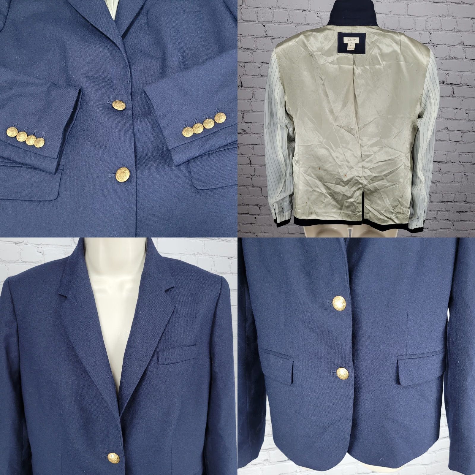 J.Crew J.CREW Women’s Navy Wool Blend Stretch Blazer Suit Jacket Size 6 Classic Notch Lapel 2-Button Size M / US 6-8 / IT 42-44 - 8 Thumbnail