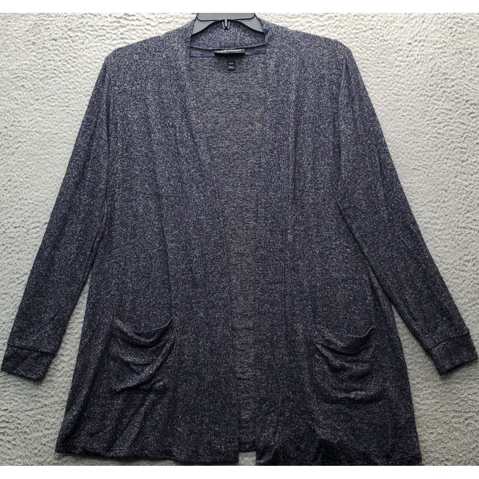 Vintage Lane Bryant Cardigan Womens Size 10/12 Gray Open Front Draped Pockets Knit Casual Womens Size L / US 10 / IT 46 - 2 Thumbnail