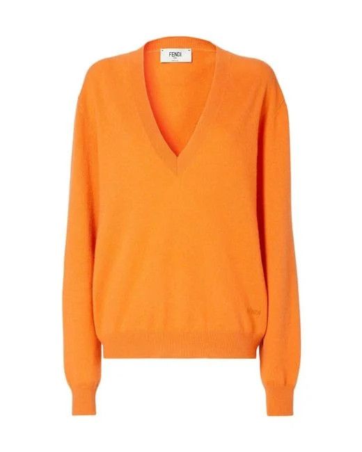 Fendi os11x0526 V-neck Sweater in Orange Size S / US 4 / IT 40 - 1 Thumbnail