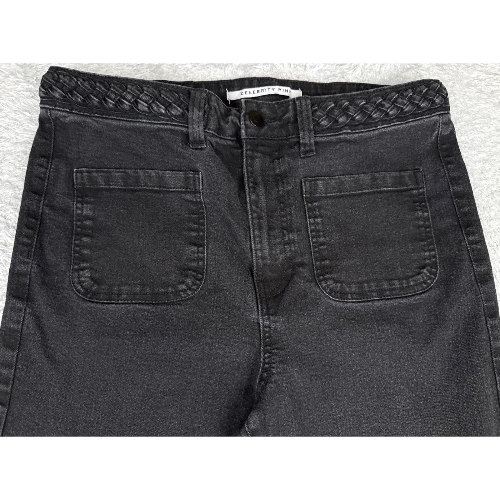 Vintage Celebrity Pink Jeans Juniors 15/32 Flare Denim Gray Charcoal Stretch 30x30 Size 36" / US 14 / IT 50 - 4 Thumbnail