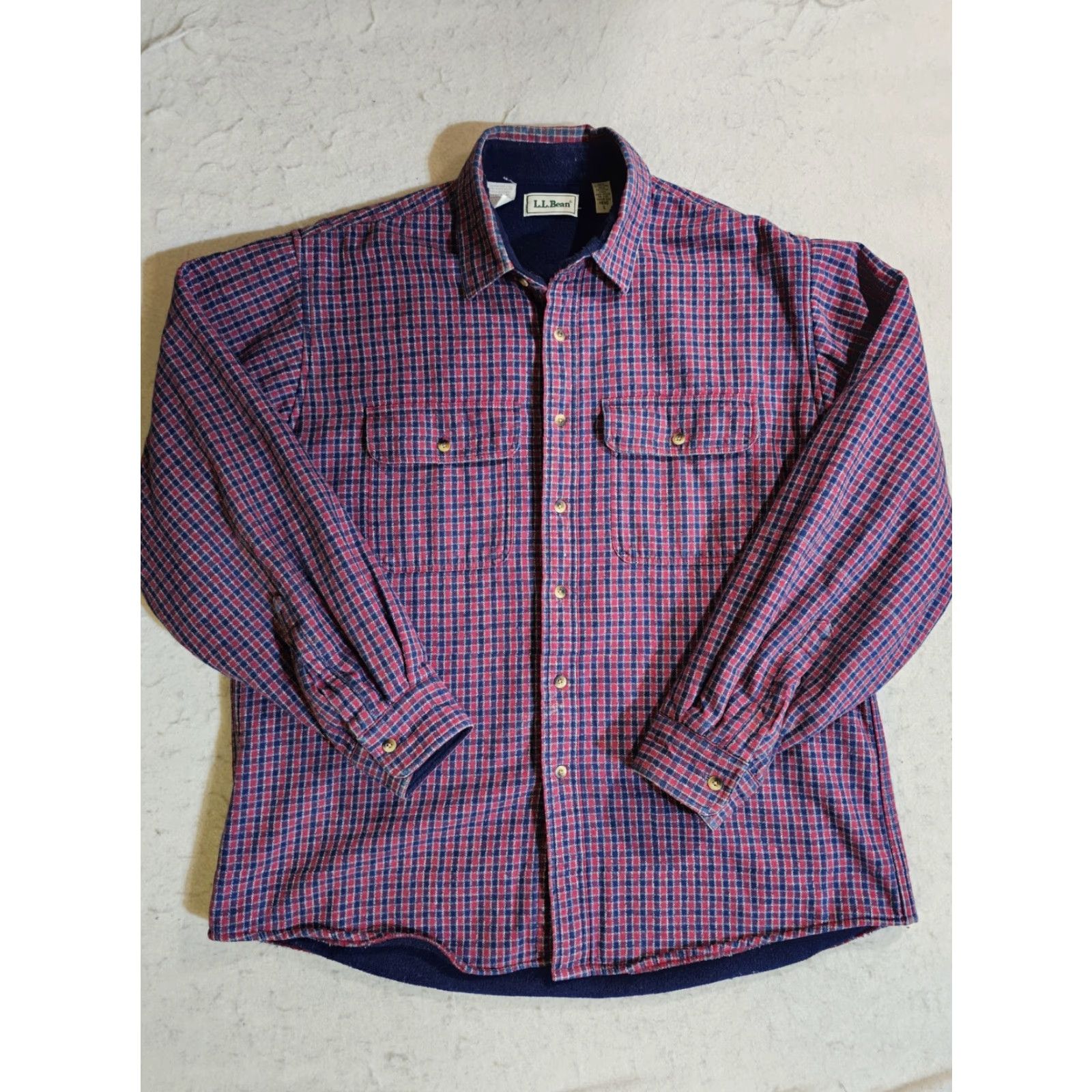Vintage VINTAGE L.L. Bean Shirt Shacket Plaid Flannel Fleece Lined Mens Large Red/Blue Size US L / EU 52-54 / 3 - 2 Thumbnail